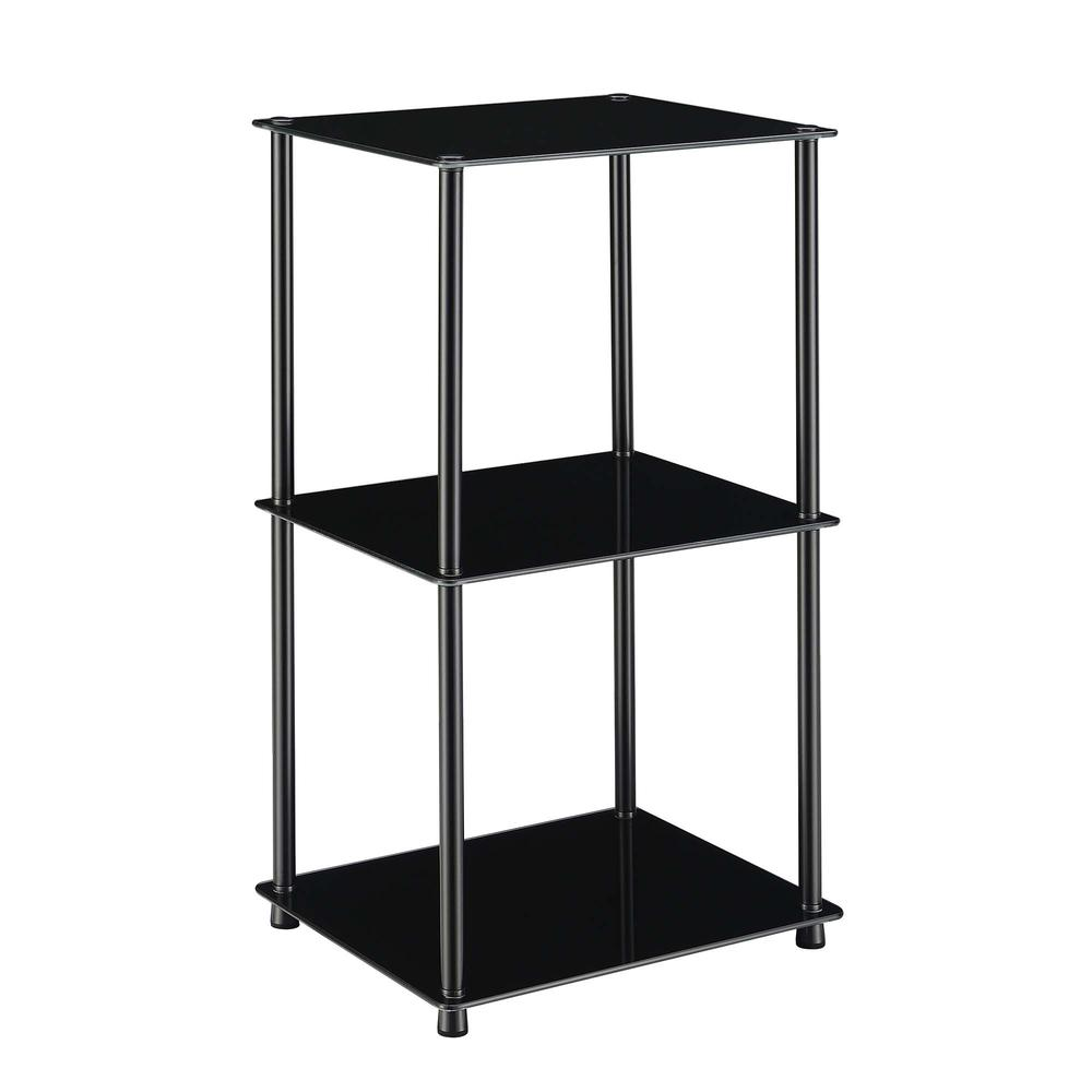 Classic Glass 3 Shelf Bookcase, Black Glass