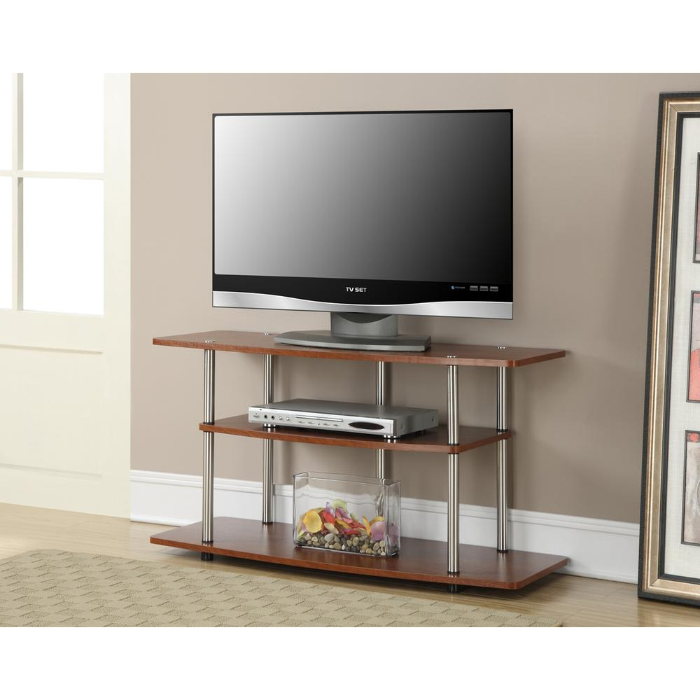 3 Tier Wide TV Stand Cherry