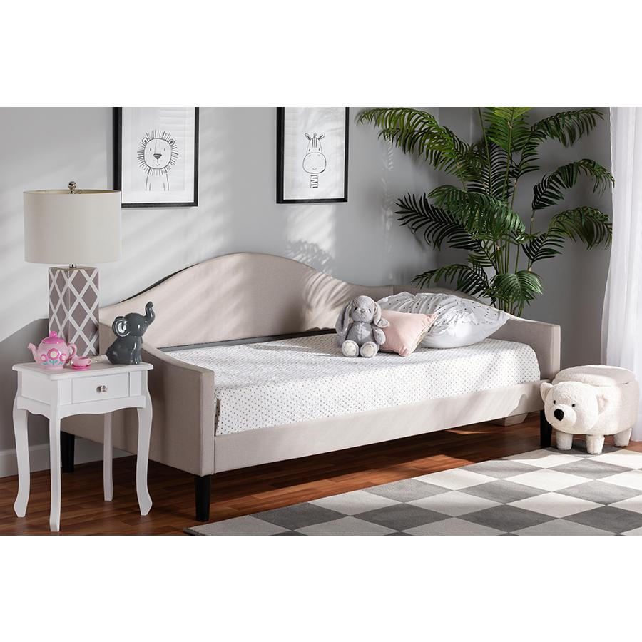 Contemporary Beige Fabric Upholstered Full Size Daybed