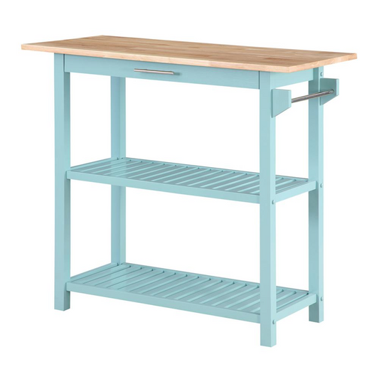 3 Tier Butcher Block Kitchen Prep Island with Drawer