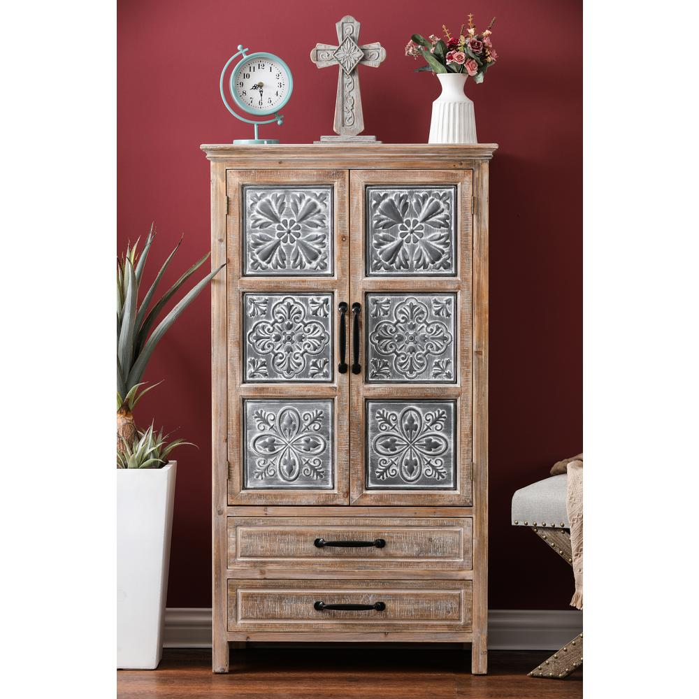 Wood and Metal Wardrobe Storage Cabinet