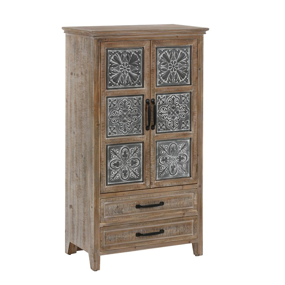 Wood and Metal Wardrobe Storage Cabinet