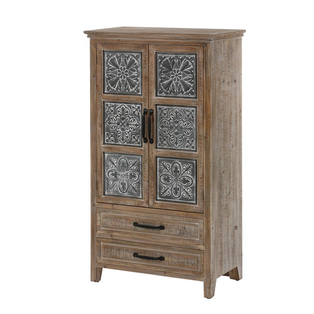 Wood and Metal Wardrobe Storage Cabinet