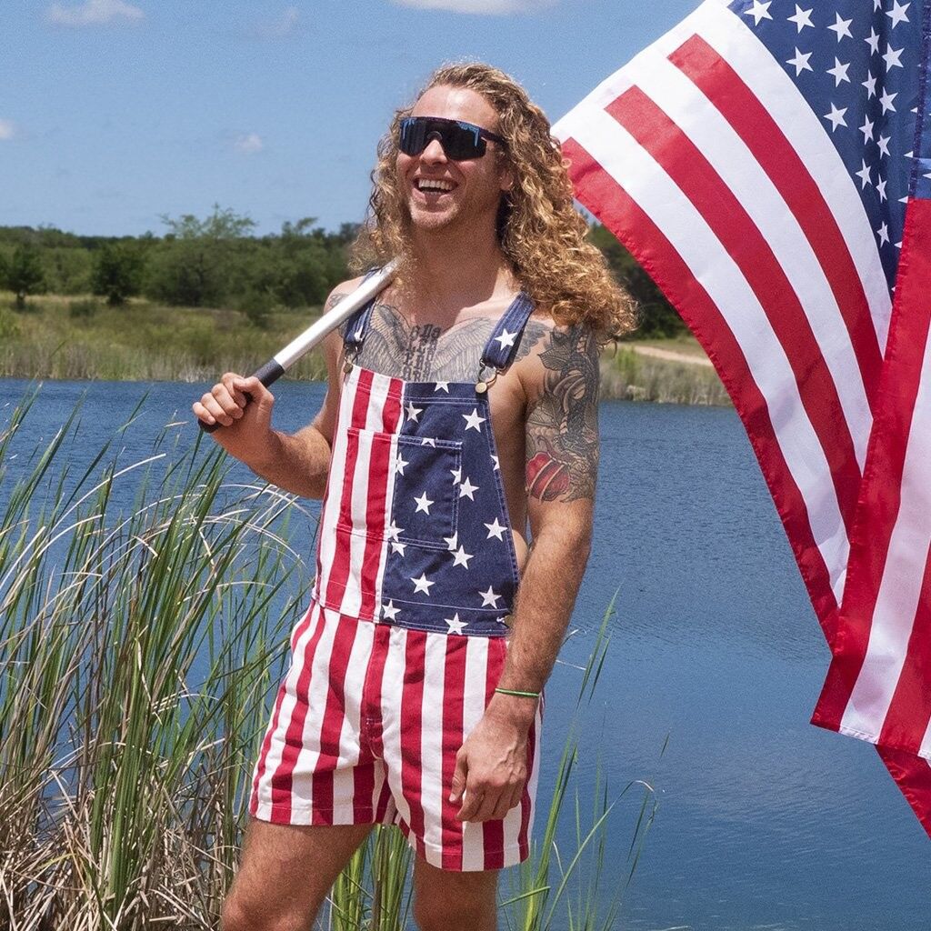 American Independence Day Flag Couple Overalls