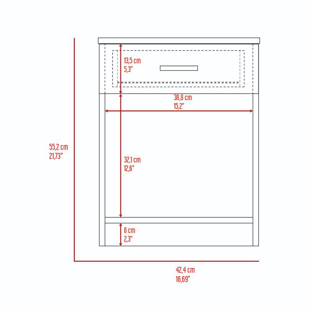 DEPOT E-SHOP Beryl Nightstand, One Drawer, Low Shelf, Countertop-Light Grey, For Bedroom