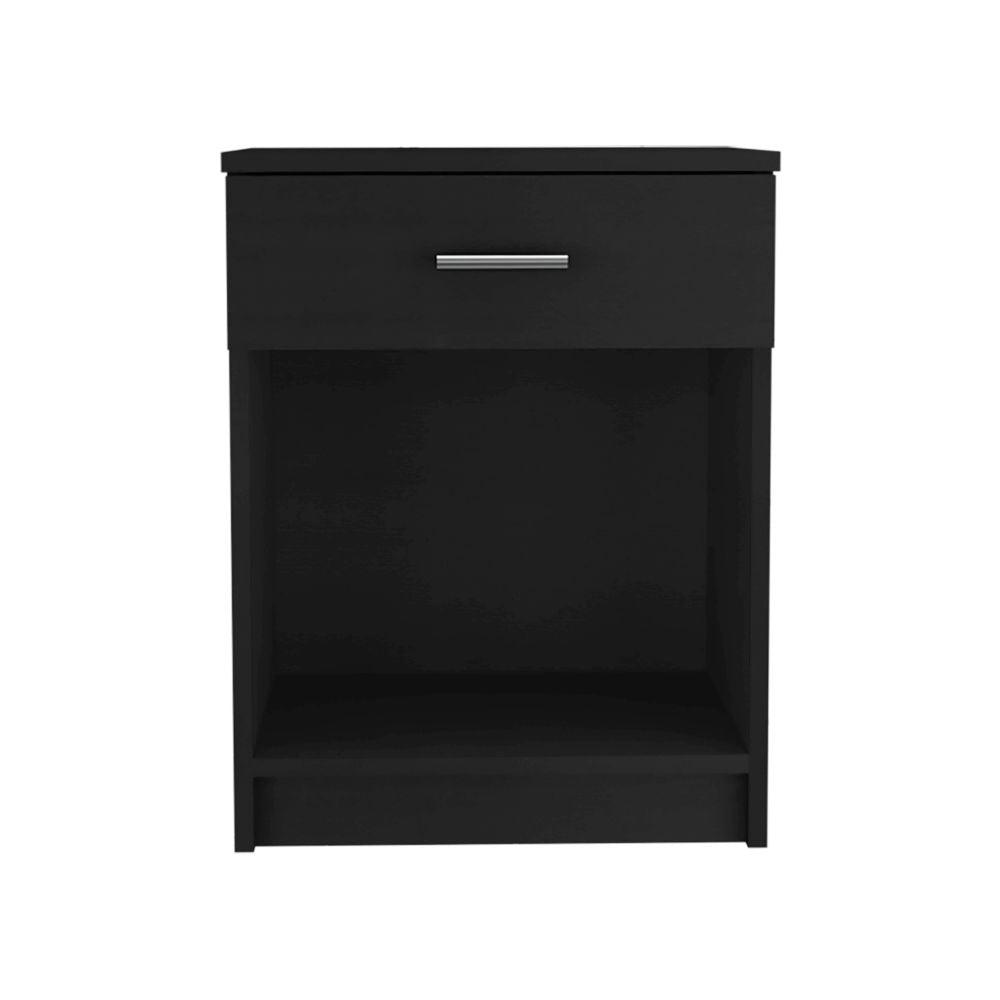 DEPOT E-SHOP Beryl Nightstand, One Drawer, Low Shelf, Countertop-Black, For Office