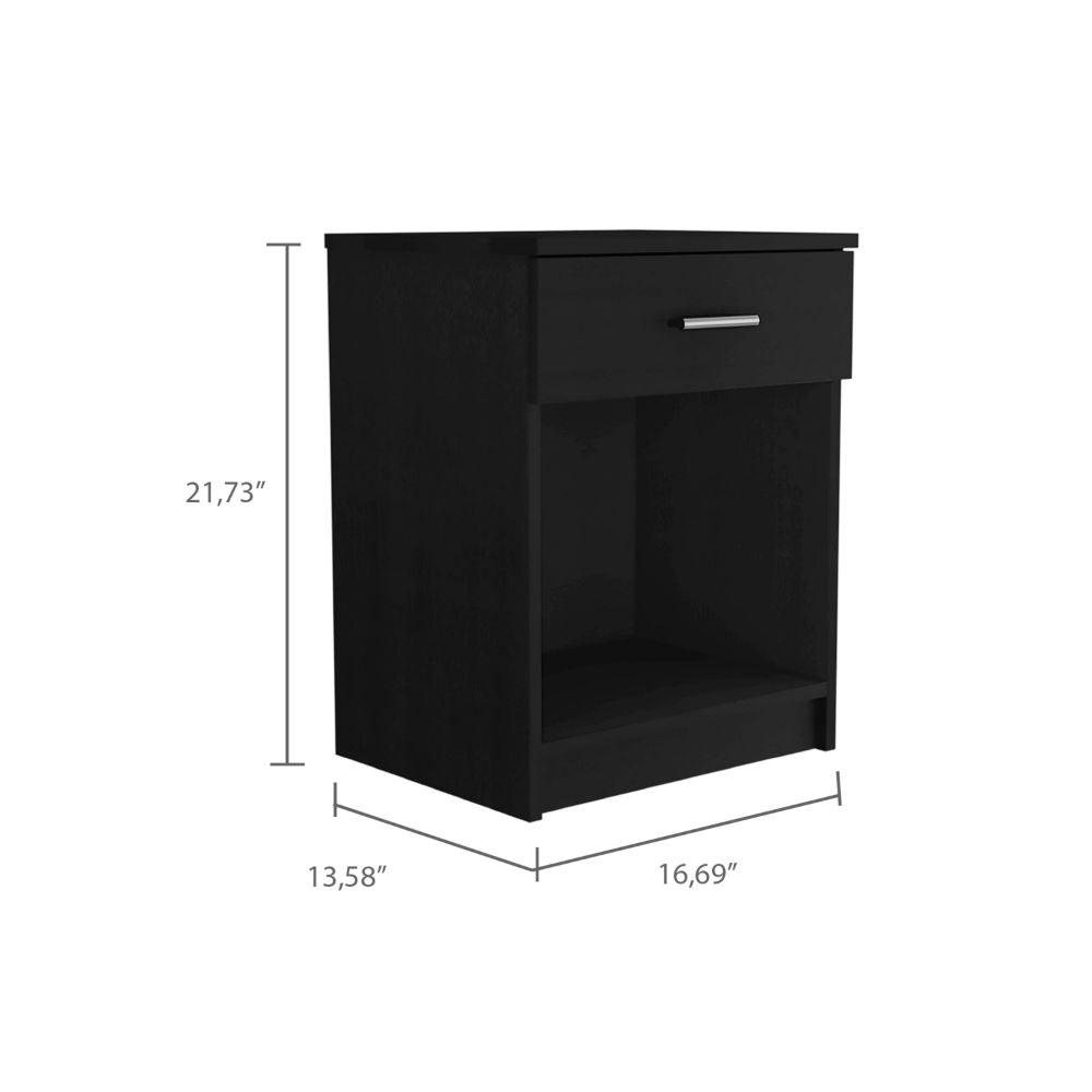 DEPOT E-SHOP Beryl Nightstand, One Drawer, Low Shelf, Countertop-Black, For Office