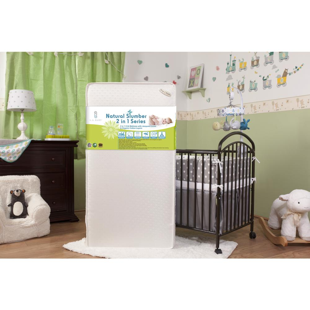 Naturally Superior 2-in-1 Dual Sided Spring Crib & Toddler Mattress with Organic Cotton Layers & Waterproof Cover