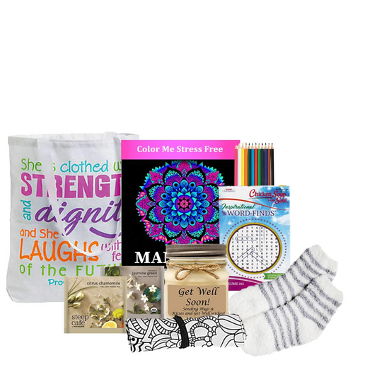 Get Well Soon Coloring & Activity Tote - get well soon gifts for women - get well soon gift basket - get well soon gifts