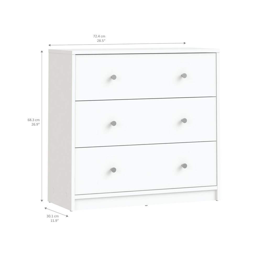 Portland 3 Drawer Chest - White