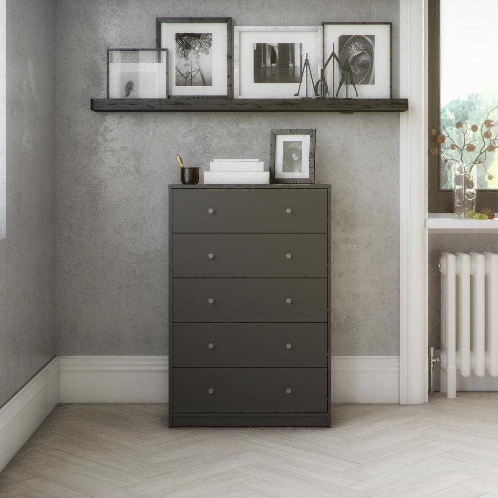 Portland 5 Drawer Chest, Grey