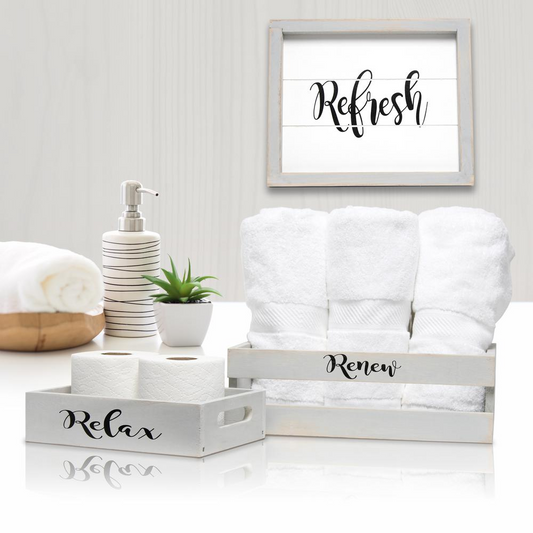 Three Piece Decorative Wood Bathroom Set, Small, Inspirational