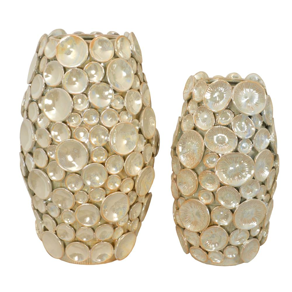 Silver Shimora Shell Vases Set of 2