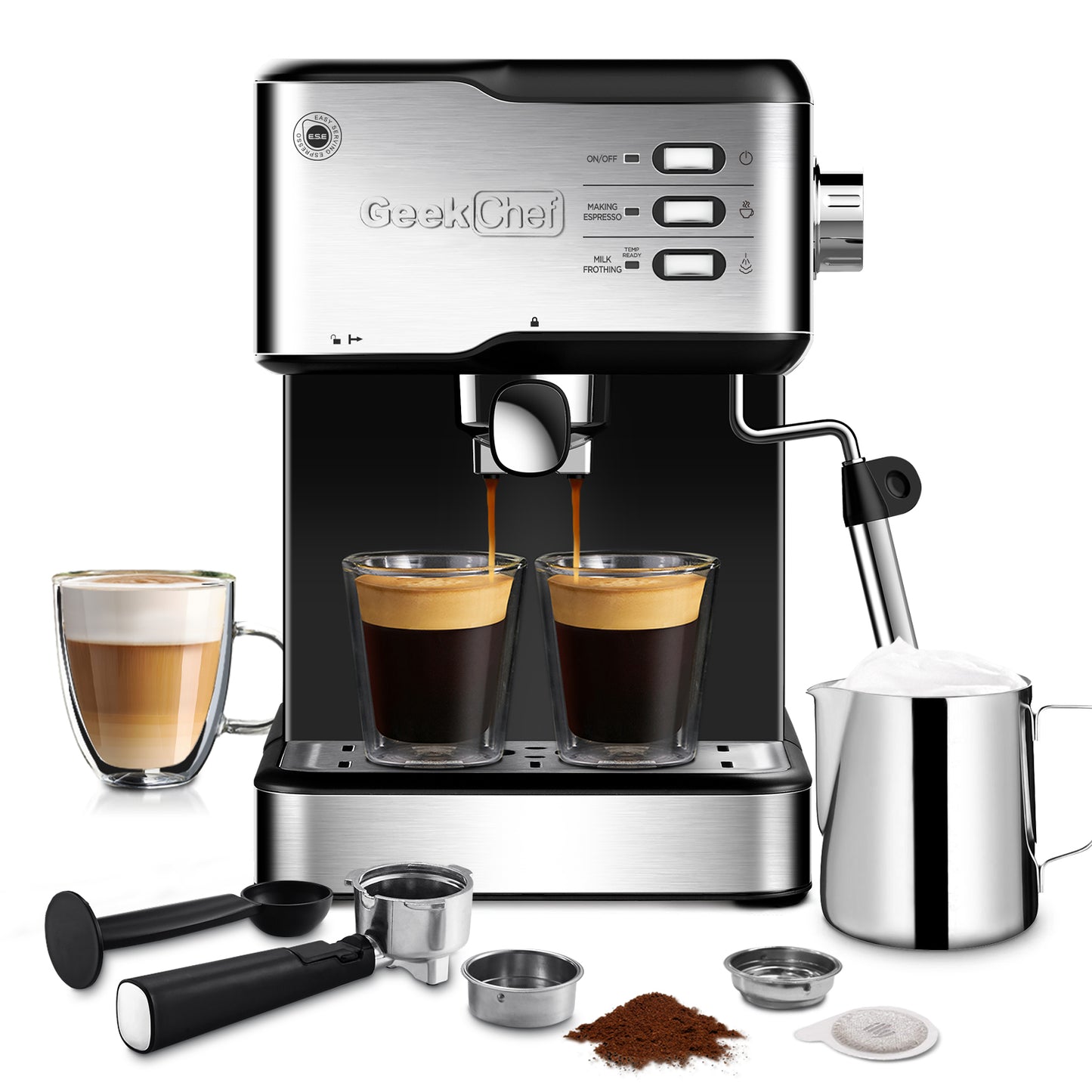 Geek Chef Espresso & Cappuccino Latte Maker 20 Bar Coffee Machine