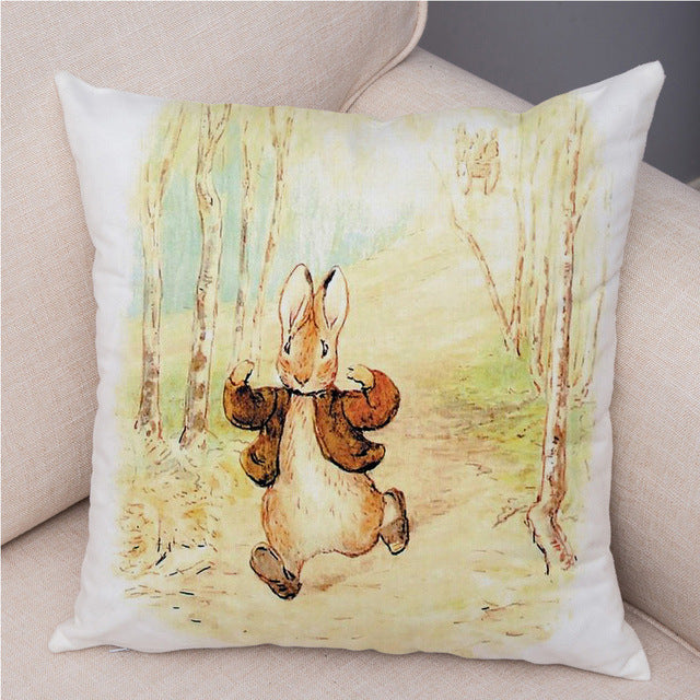 Cartoon Rabbit Peach Skin Fabric Pillow Cover