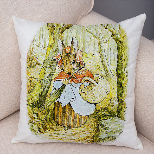 Cartoon Rabbit Peach Skin Fabric Pillow Cover