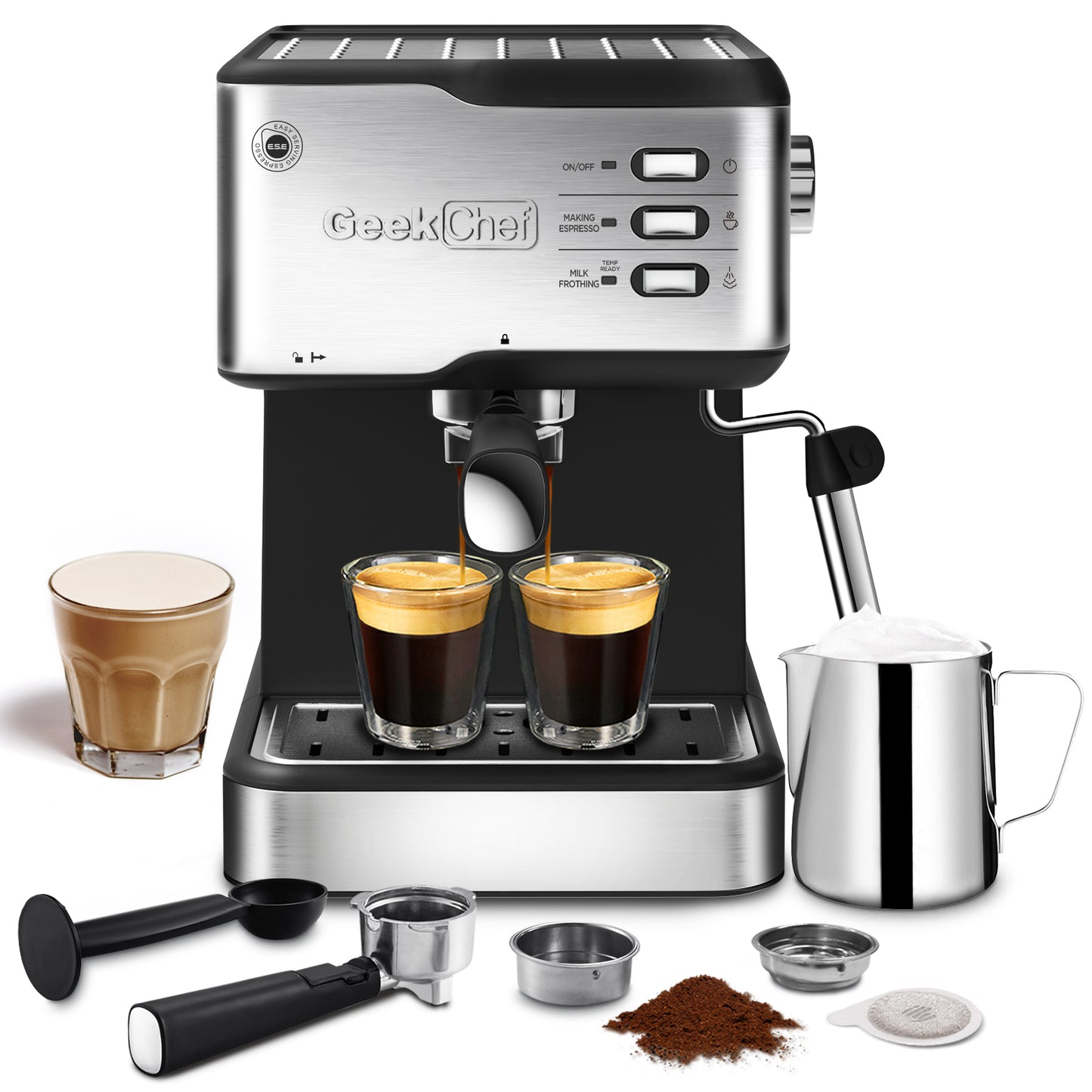 Geek Chef Espresso & Cappuccino Latte Maker 20 Bar Coffee Machine