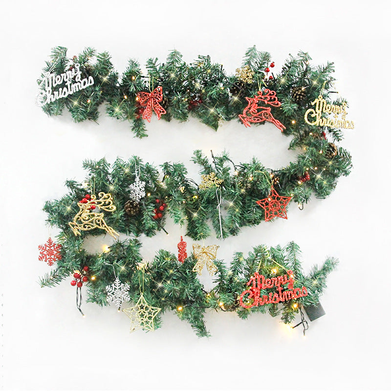 New Product Green Pvc Christmas Decoration Rattan 2.7 Meters With Lights