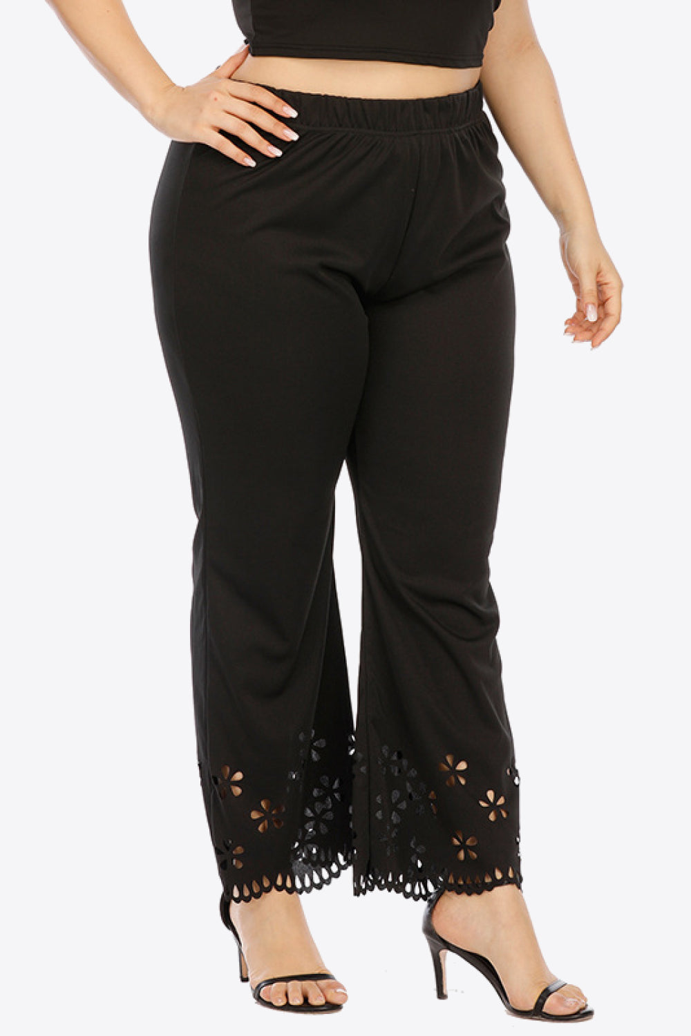 Plus Size Openwork Elastic Waist Pants